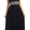 Celavie 7003 V-Neck Empire Waist Dress Long Chiffon A-Line(V Neck Empire Waist Dress Black Long Chiffon A Line)