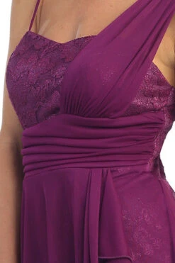 Celavie 2409 One Shoulder Spaghetti Strap High Low Dress(One Shoulder Spaghetti Strap Purple High Low Dress Chiffon) -Dress Promotion Store yhst 94935736666794 2458 372677616