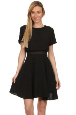 Short Sleeve Mini A Line White Dress Round Neck Mesh Inset(Short Sleeve Mini A Line White Dress Round Neck Mesh Inset) -Dress Promotion Store yhst 94935736666794 2458 530016454 ae9dfec9 8420 4130 af3a 57282e68b466