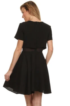 Short Sleeve Mini A Line White Dress Round Neck Mesh Inset(Short Sleeve Mini A Line White Dress Round Neck Mesh Inset) -Dress Promotion Store yhst 94935736666794 2458 530074557 b7918cb5 81ad 42c2 ac3e 53d5790dfee2