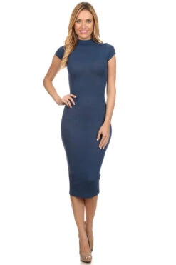 Body Con Knee Length Red Midi Dress Turtle Neck Short Sleeves(Body Con Knee Length Red Midi Dress Turtle Neck Short Sleeves) -Dress Promotion Store yhst 94935736666794 2458 57610124 3b3102ee d11a 4c56 a0b5 472136bd38ea