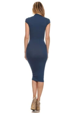 Body Con Knee Length Red Midi Dress Turtle Neck Short Sleeves(Body Con Knee Length Red Midi Dress Turtle Neck Short Sleeves) -Dress Promotion Store yhst 94935736666794 2458 57656317 2940be80 71a7 4b42 a616 61aa69610e93