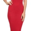 Body Con Knee Length Red Midi Dress Turtle Neck Short Sleeves(Body Con Knee Length Red Midi Dress Turtle Neck Short Sleeves) -Dress Promotion Store yhst 94935736666794 2458 57781396